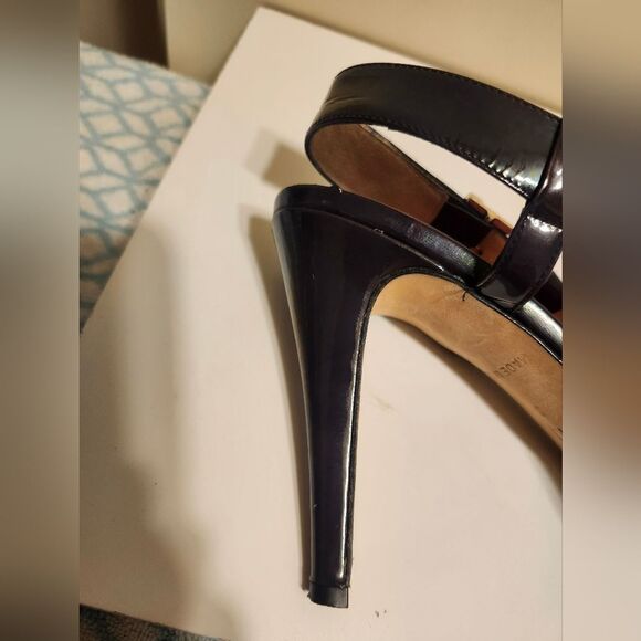 Kate Spade New York Black Patent Leather Peep Toe Slingback Pumps sz.10 Ret $295 - Picture 6 of 8